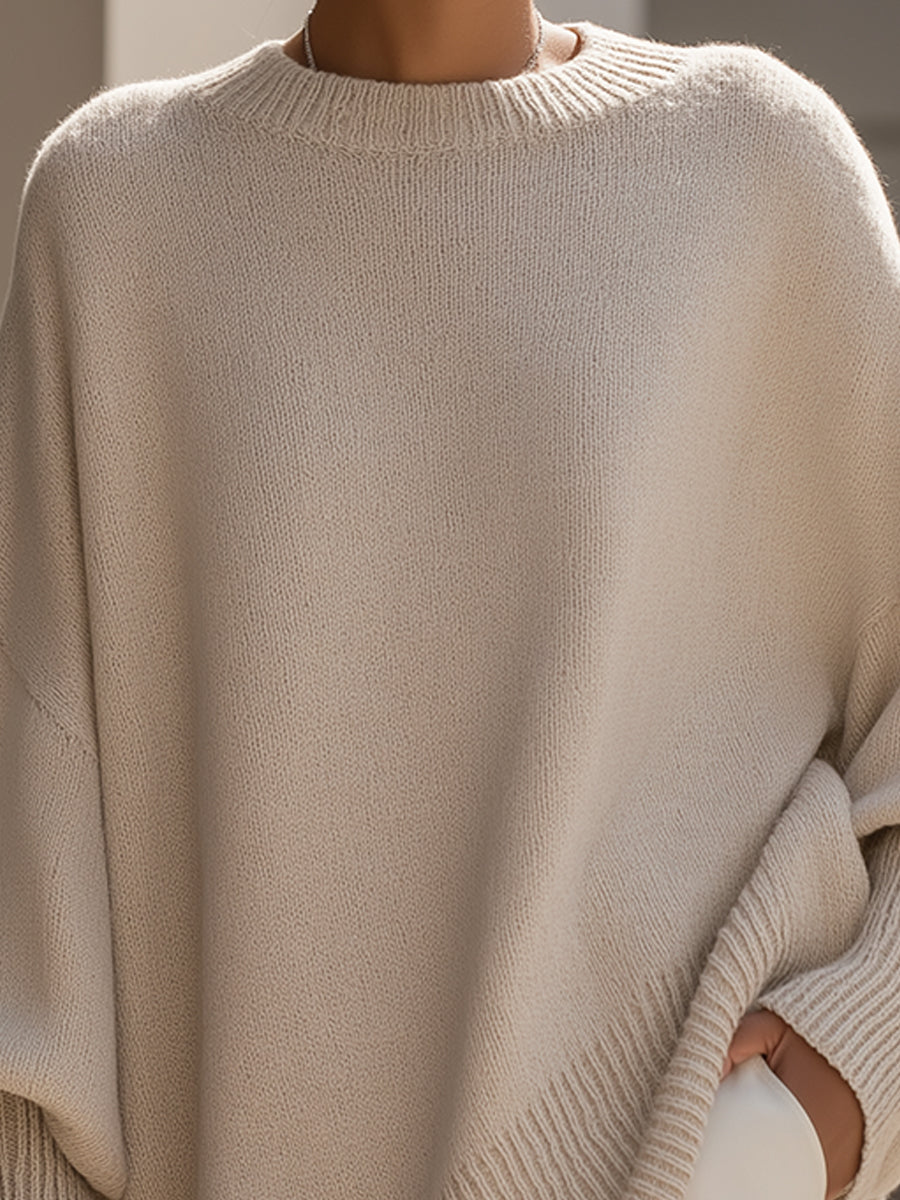 Women's Oversized Asymmetric Knit Poncho Sweater