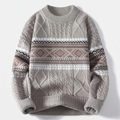 Men’s Crewneck Knit Sweater with Geometric Pattern