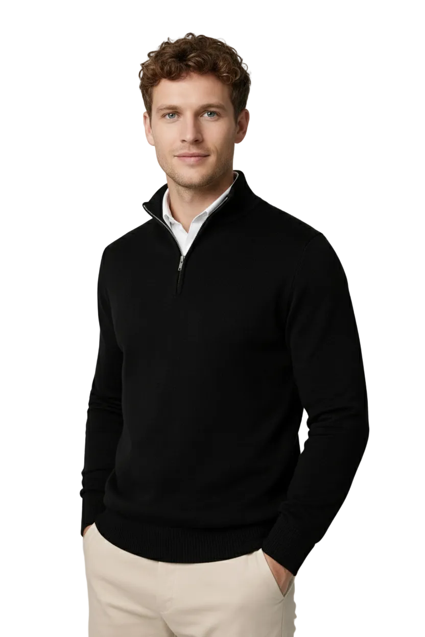 Men's Quarter-Zip Sweater With Stand Collar