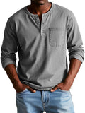 Men's Long Sleeve Henley Shirt with Pocket