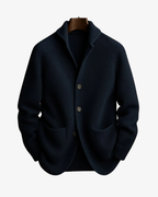 Men's Button-Front Ribbed Cardigan with Patch Pockets
