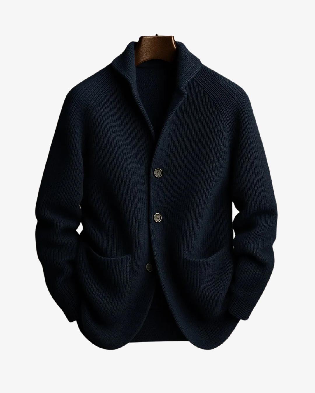 Men's Button-Front Ribbed Cardigan with Patch Pockets