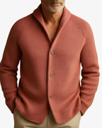 Men's Button-Front Ribbed Cardigan with Patch Pockets