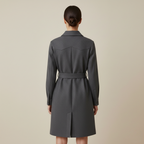 Women’s Belted Long-Sleeve Midi Shirt Dress