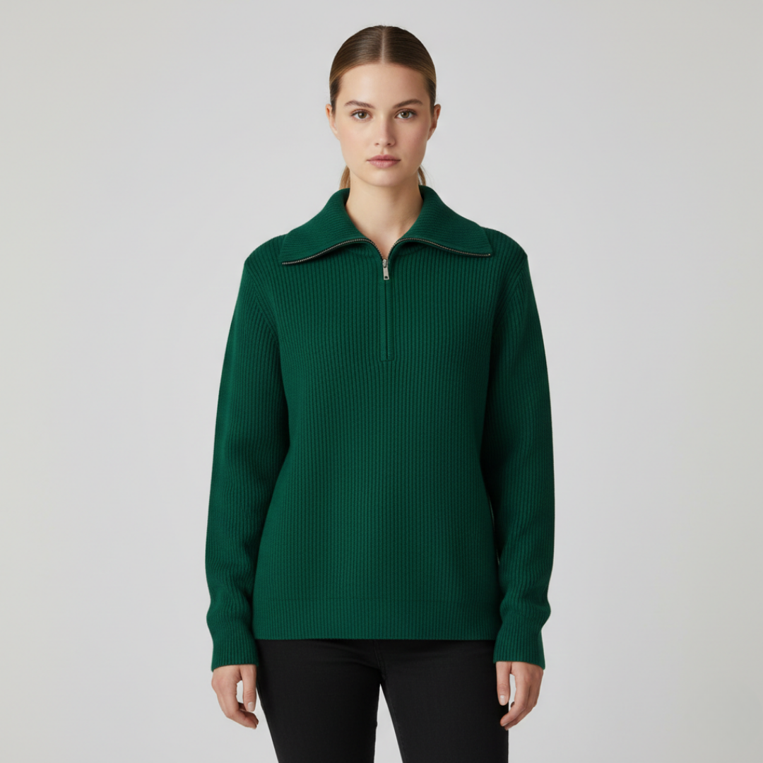 Women’s Ribbed Quarter-Zip Knit Sweater
