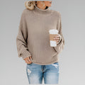 Women's Chunky Knit Turtleneck Sweater With Balloon Sleeves