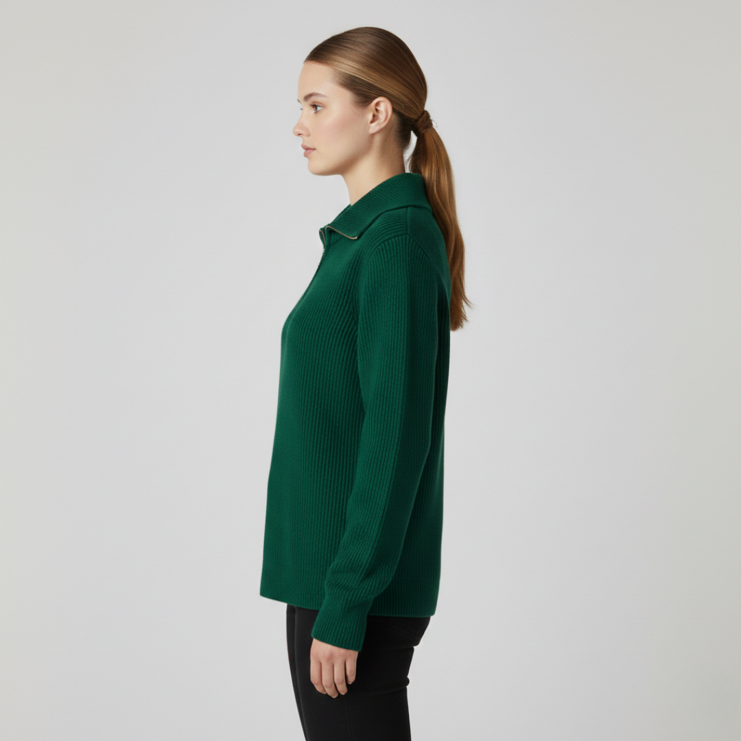 Women’s Ribbed Quarter-Zip Knit Sweater