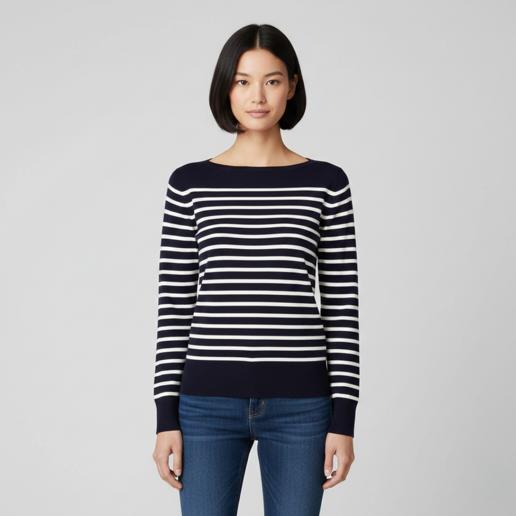 Women’s Striped Boat Neck Knit Sweater