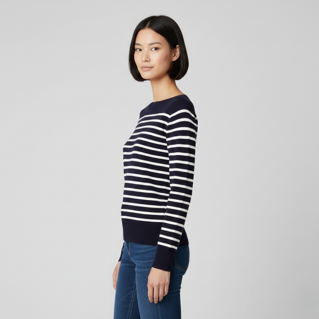 Women’s Striped Boat Neck Knit Sweater