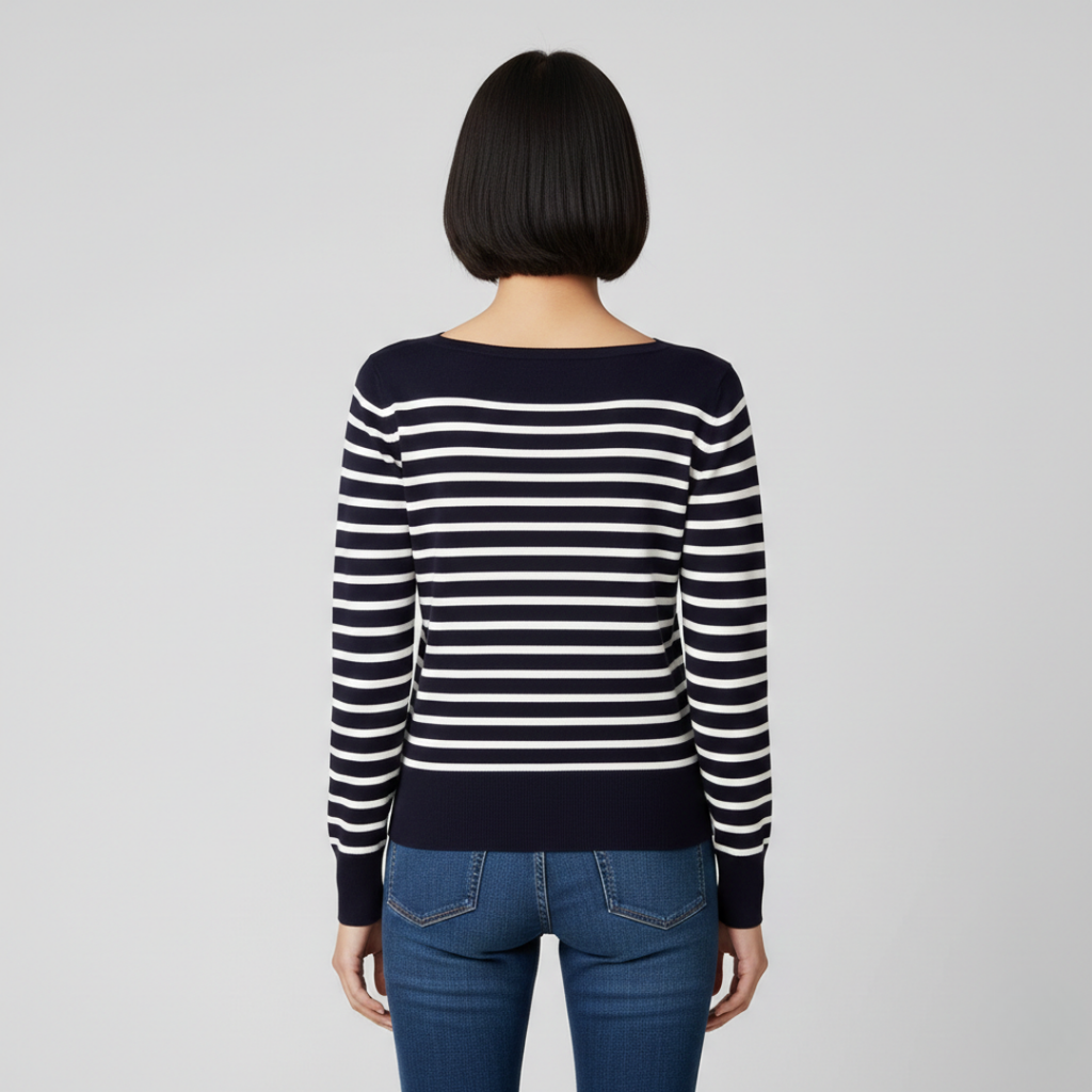 Women’s Striped Boat Neck Knit Sweater