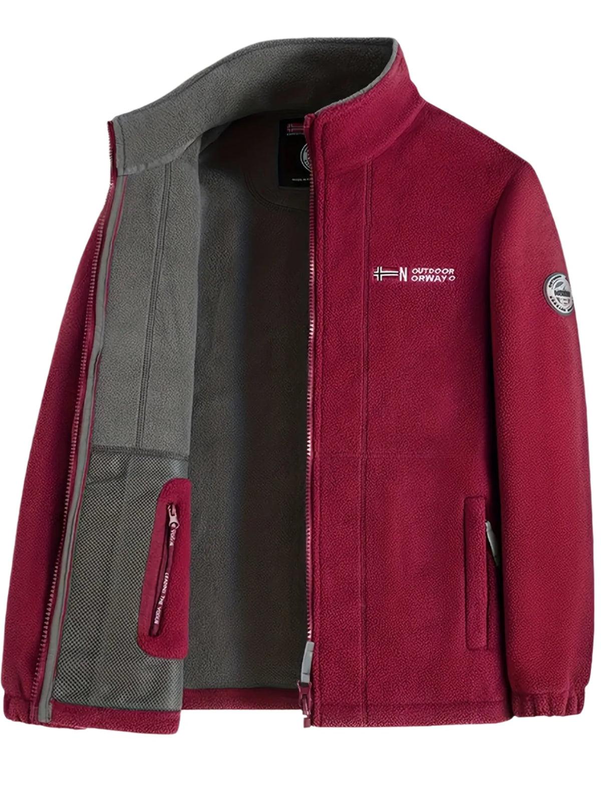 Men's Fleece Zip-Up Jacket with Stand Collar