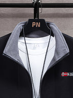 Men's Fleece Zip-Up Jacket with Stand Collar