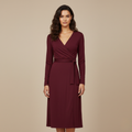 Women’s Long-Sleeve Wrap Midi Dress