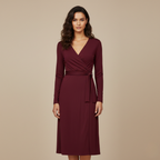 Women’s Long-Sleeve Wrap Midi Dress