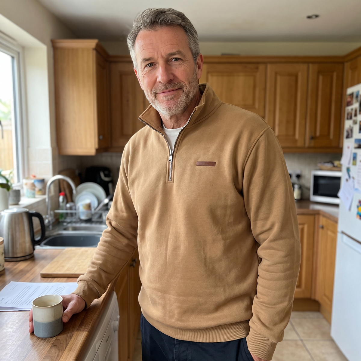 Men's Quarter-Zip Pullover with Stand Collar
