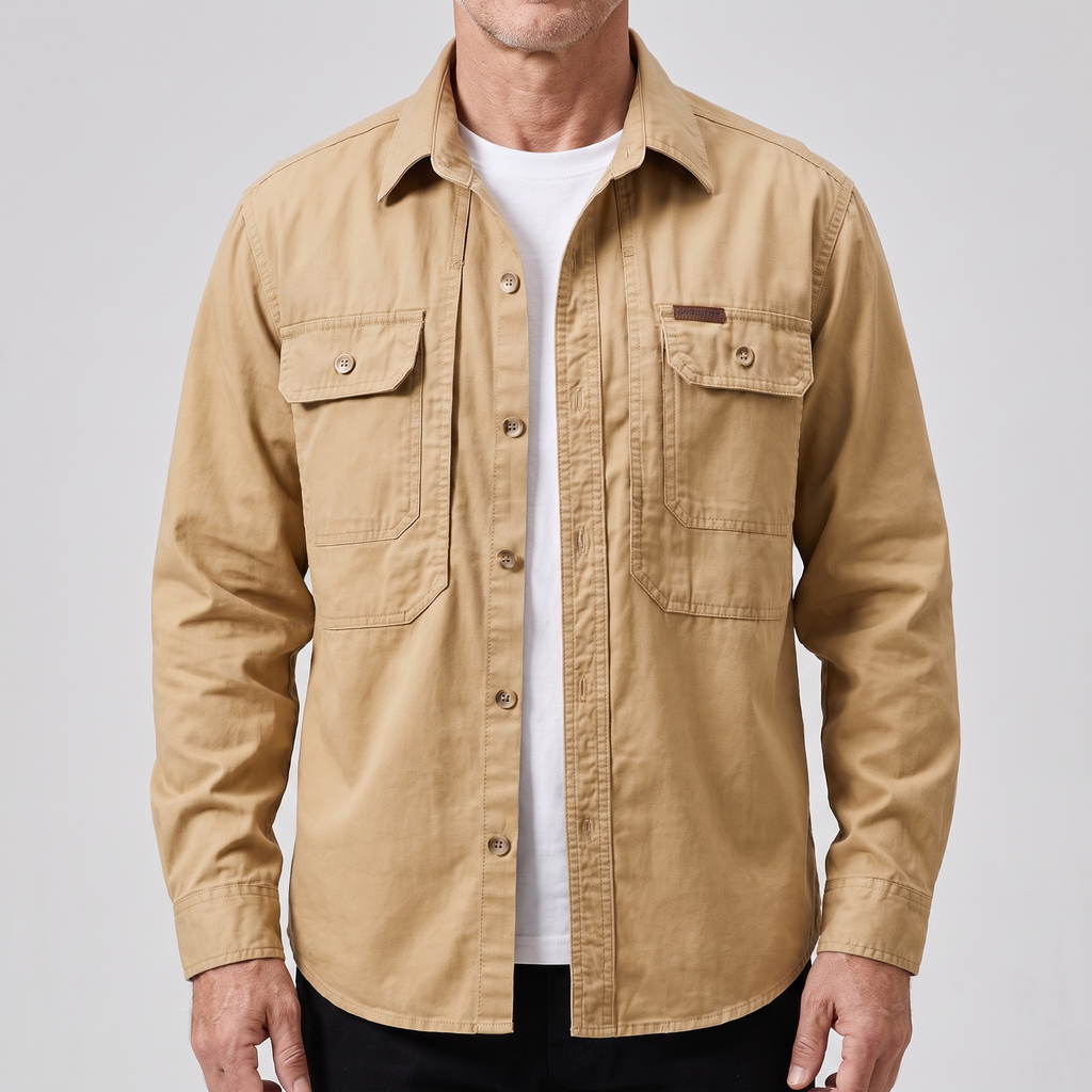 Men’s Utility Overshirt with Button Front