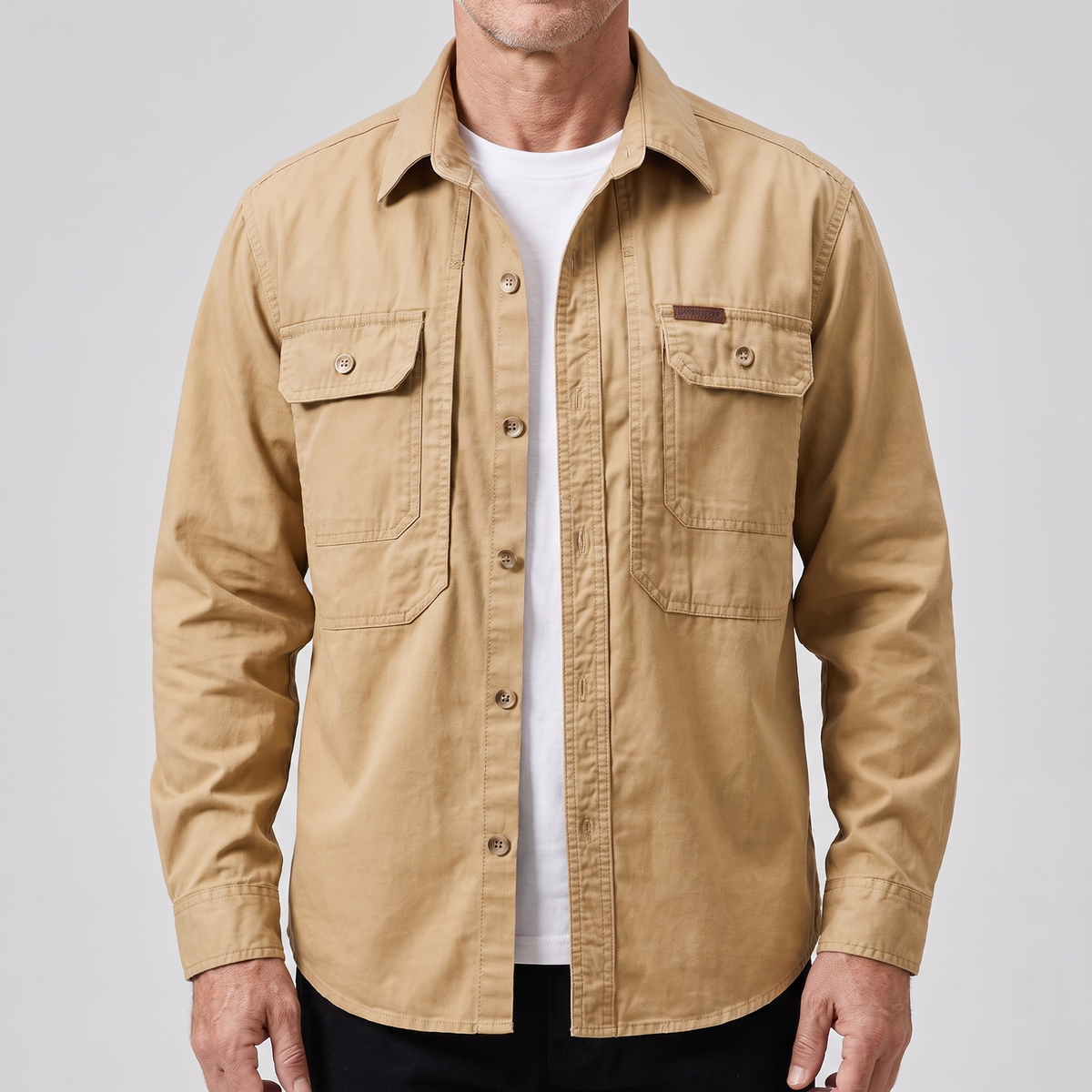 Men’s Utility Overshirt with Button Front