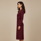Women’s Long-Sleeve Wrap Midi Dress
