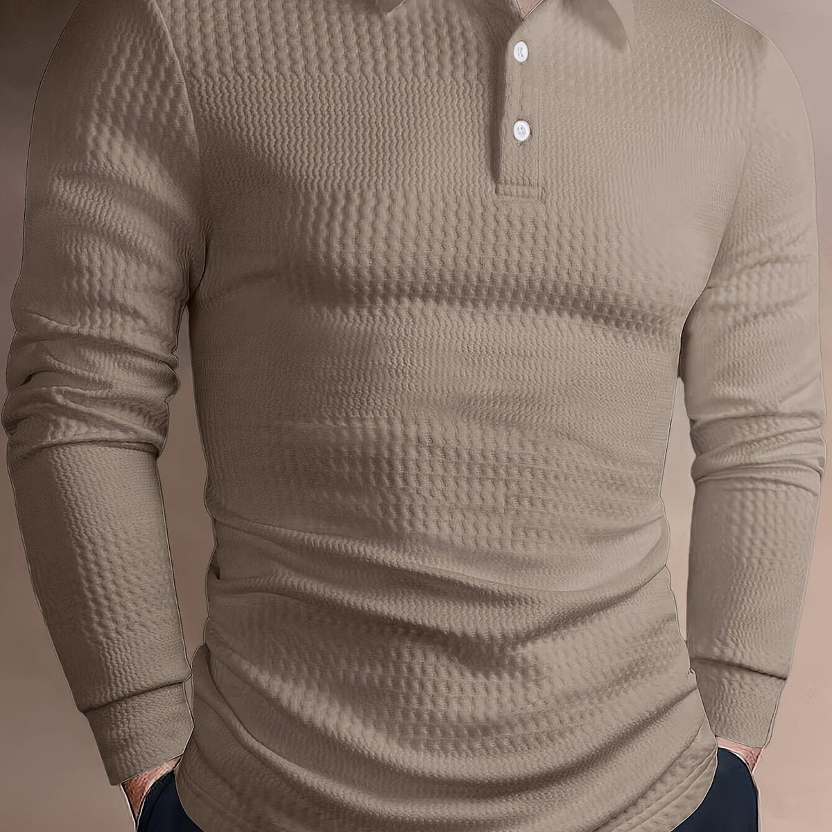 Men’s Textured Long Sleeve Henley Shirt