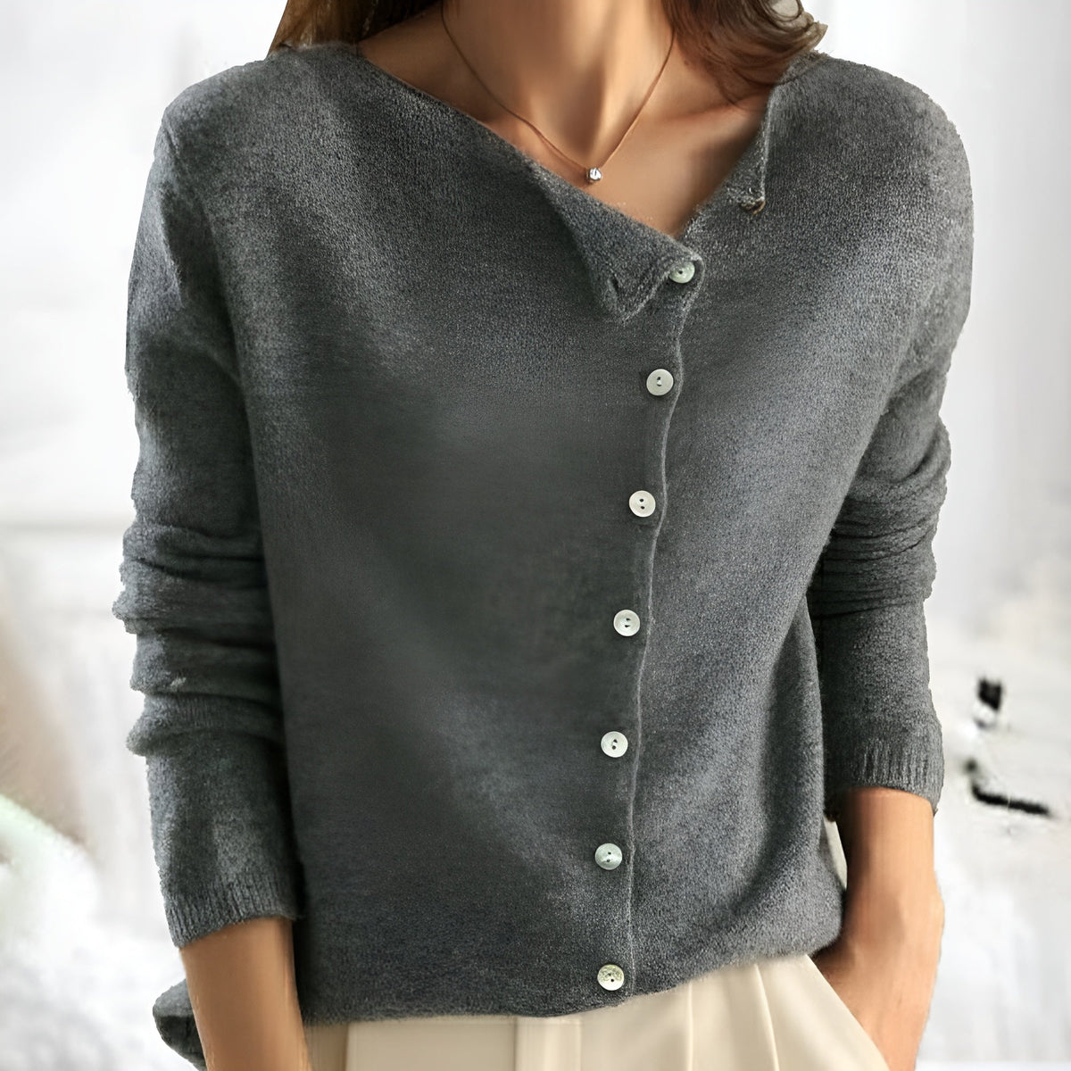 Women's V-Neck Button-Front Knit Cardigan