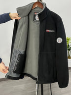 Men's Fleece Zip-Up Jacket with Stand Collar