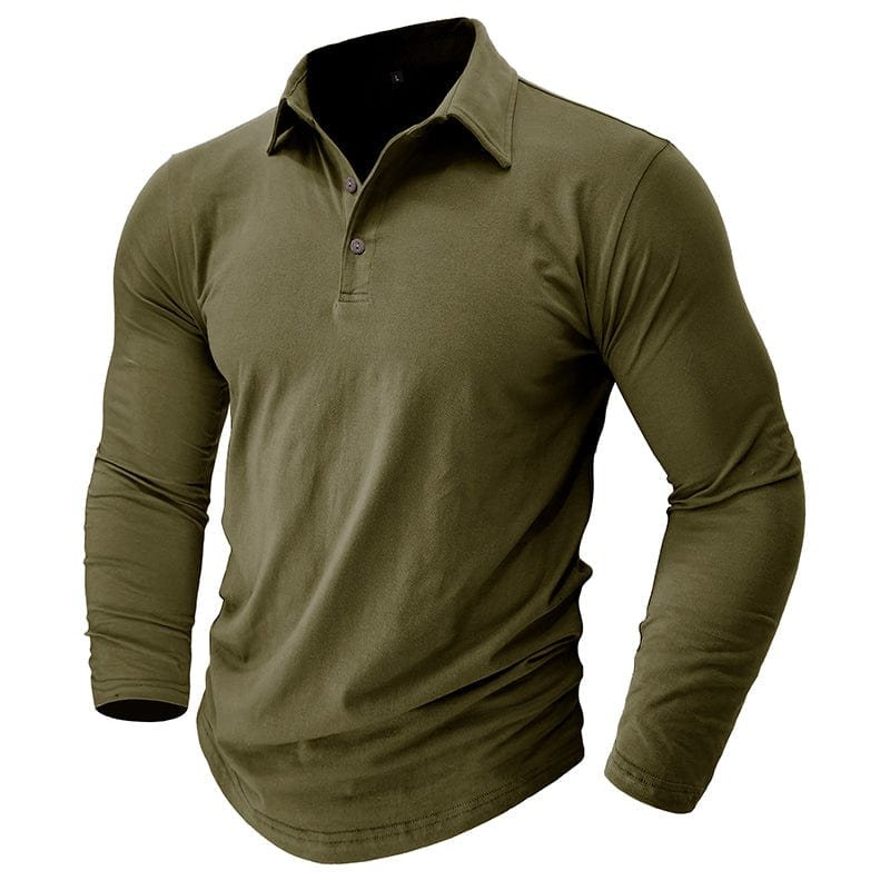 Men's Long Sleeve Polo Shirt With Collar