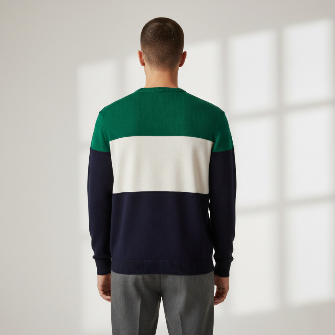 Men’s Color Block Crew Neck Knit Sweater