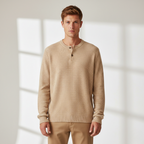 Men's Waffle Knit Henley Sweater