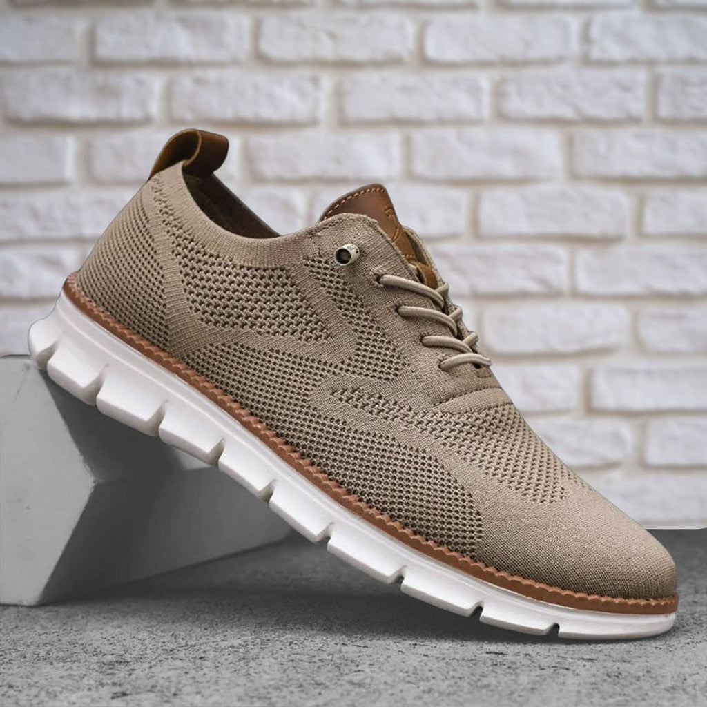 Men's Knit Lace-Up Sneakers with Flexible Sole