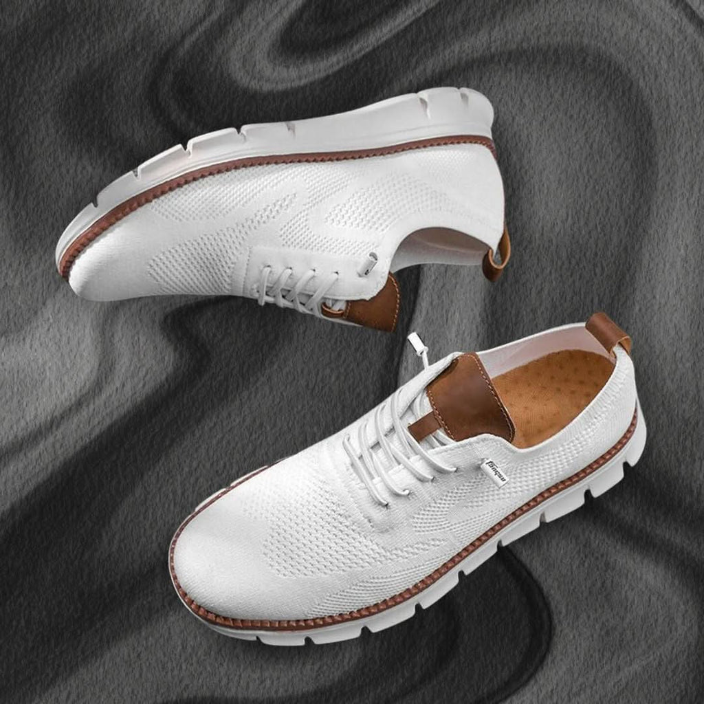 Men's Knit Lace-Up Sneakers with Flexible Sole