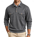 Men's Long Sleeve Polo Shirt With Chest Pockets