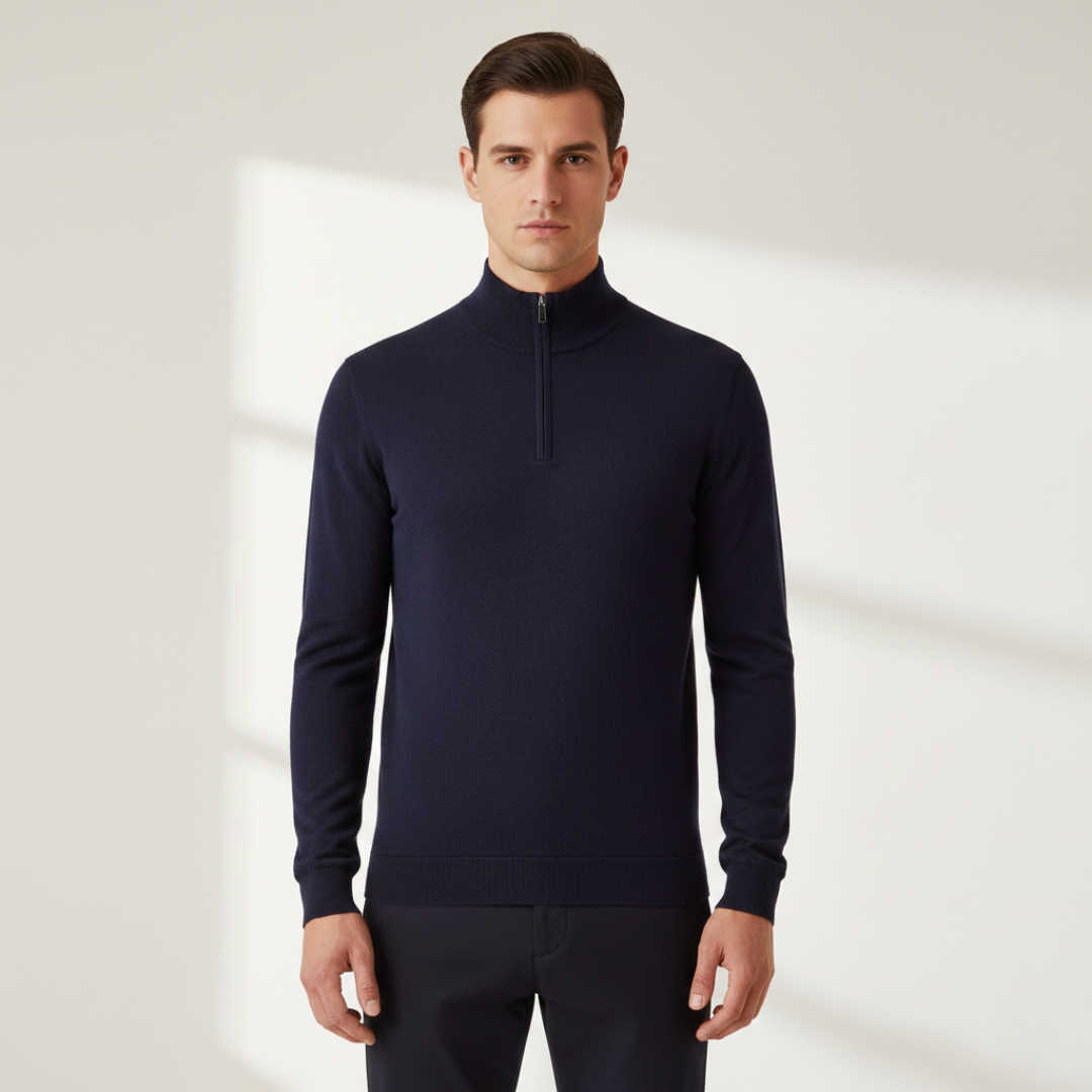 Men's Quarter Zip Mock Neck Sweater