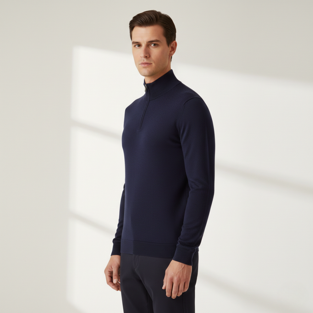 Men's Quarter Zip Mock Neck Sweater