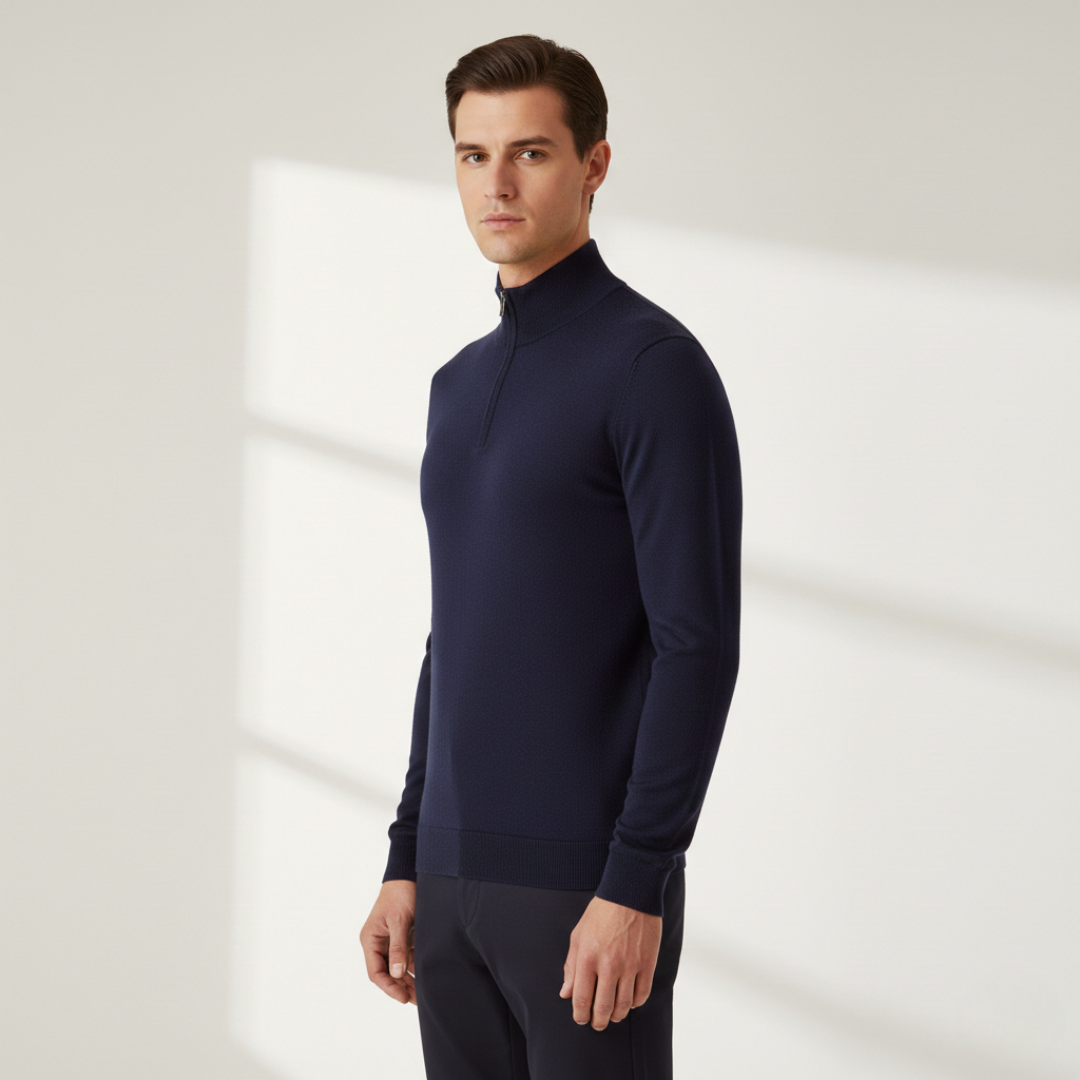 Men's Quarter Zip Mock Neck Sweater