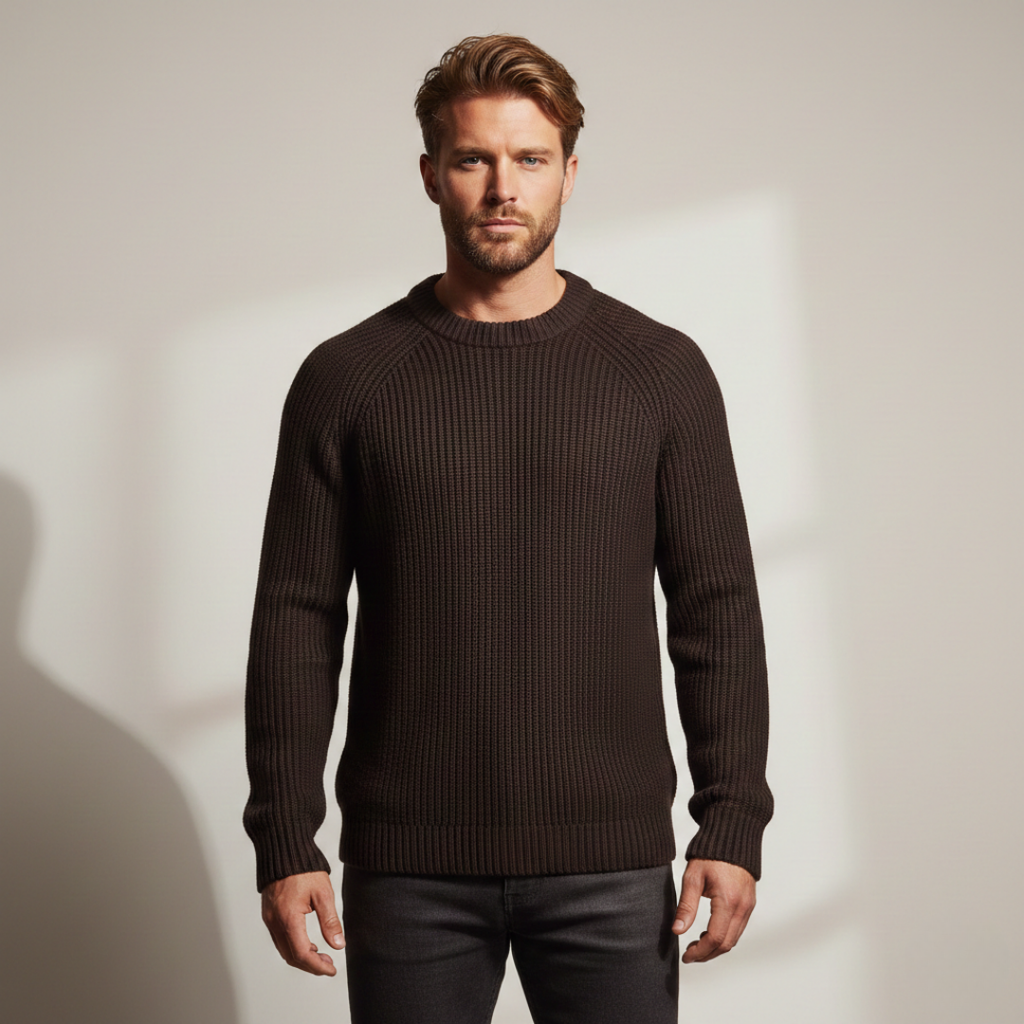 Men's Rib Knit Crew Neck Sweater