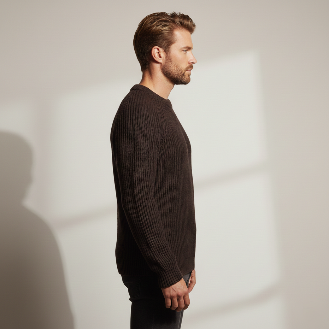Men's Rib Knit Crew Neck Sweater