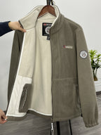 Men's Fleece Zip-Up Jacket with Stand Collar