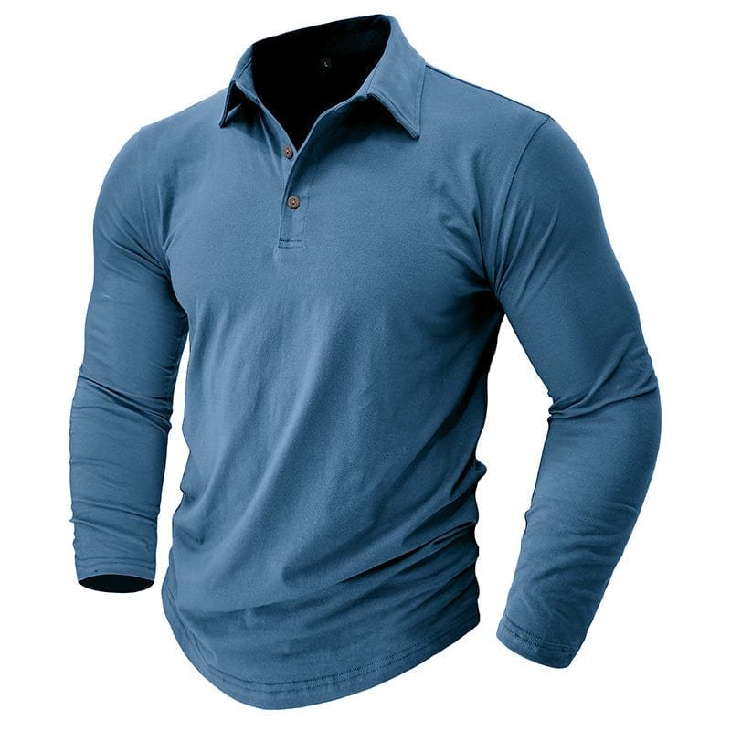 Men's Long Sleeve Polo Shirt With Collar