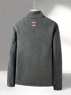 Men's Fleece Zip-Up Jacket with Stand Collar