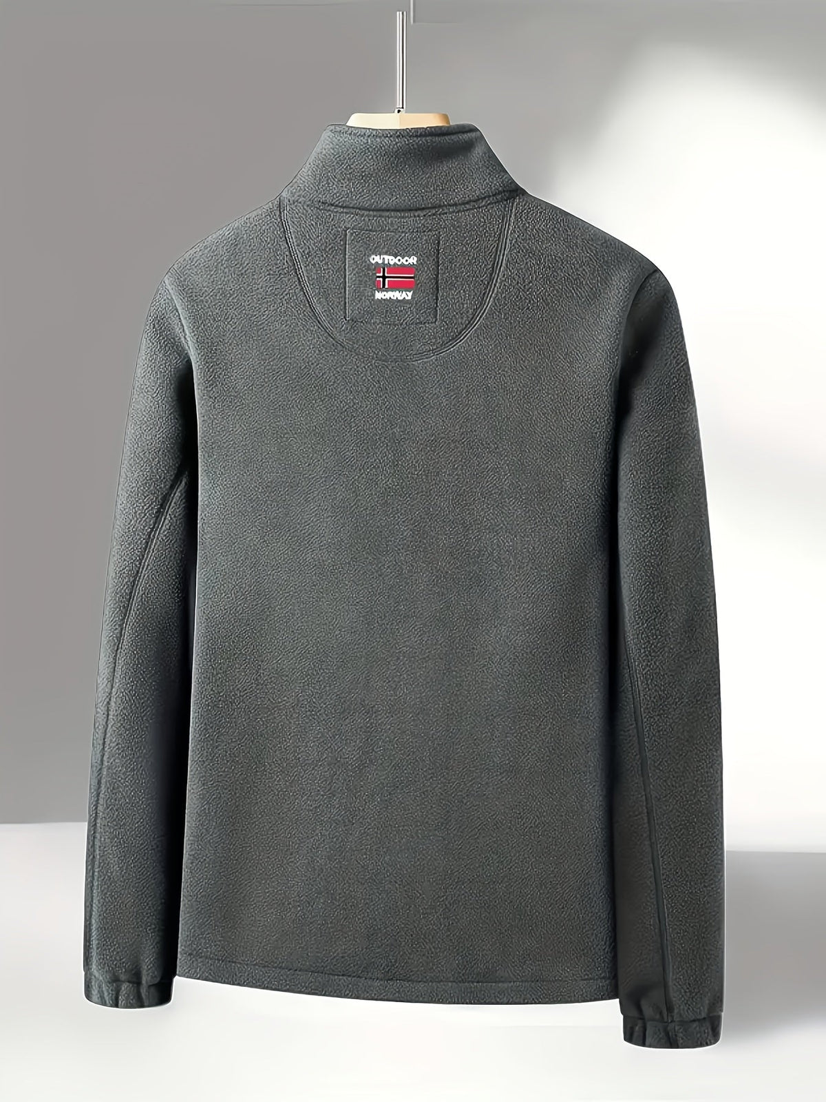 Men's Fleece Zip-Up Jacket with Stand Collar