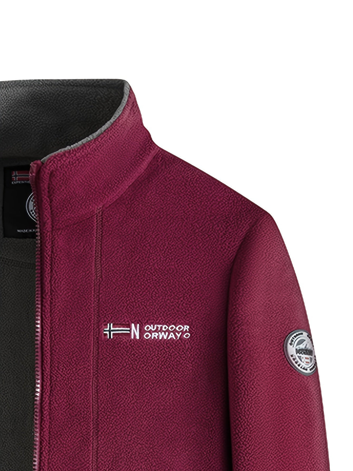 Men's Fleece Zip-Up Jacket with Stand Collar