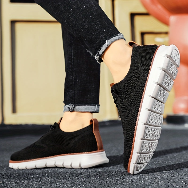 Men's Knit Low-Top Sneakers with Chunky Soles