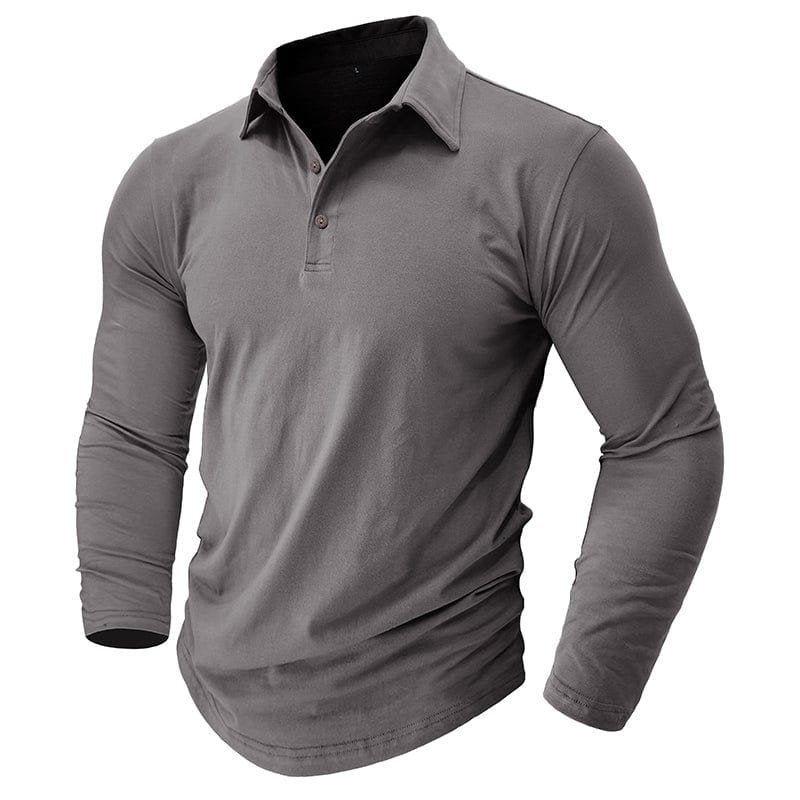 Men's Long Sleeve Polo Shirt With Collar