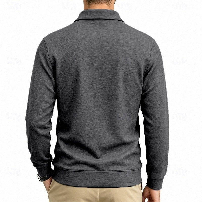 Men's Long Sleeve Polo Shirt With Chest Pockets