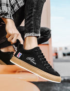 Men's Casual Lace-Up Sneakers with Textured Uppers