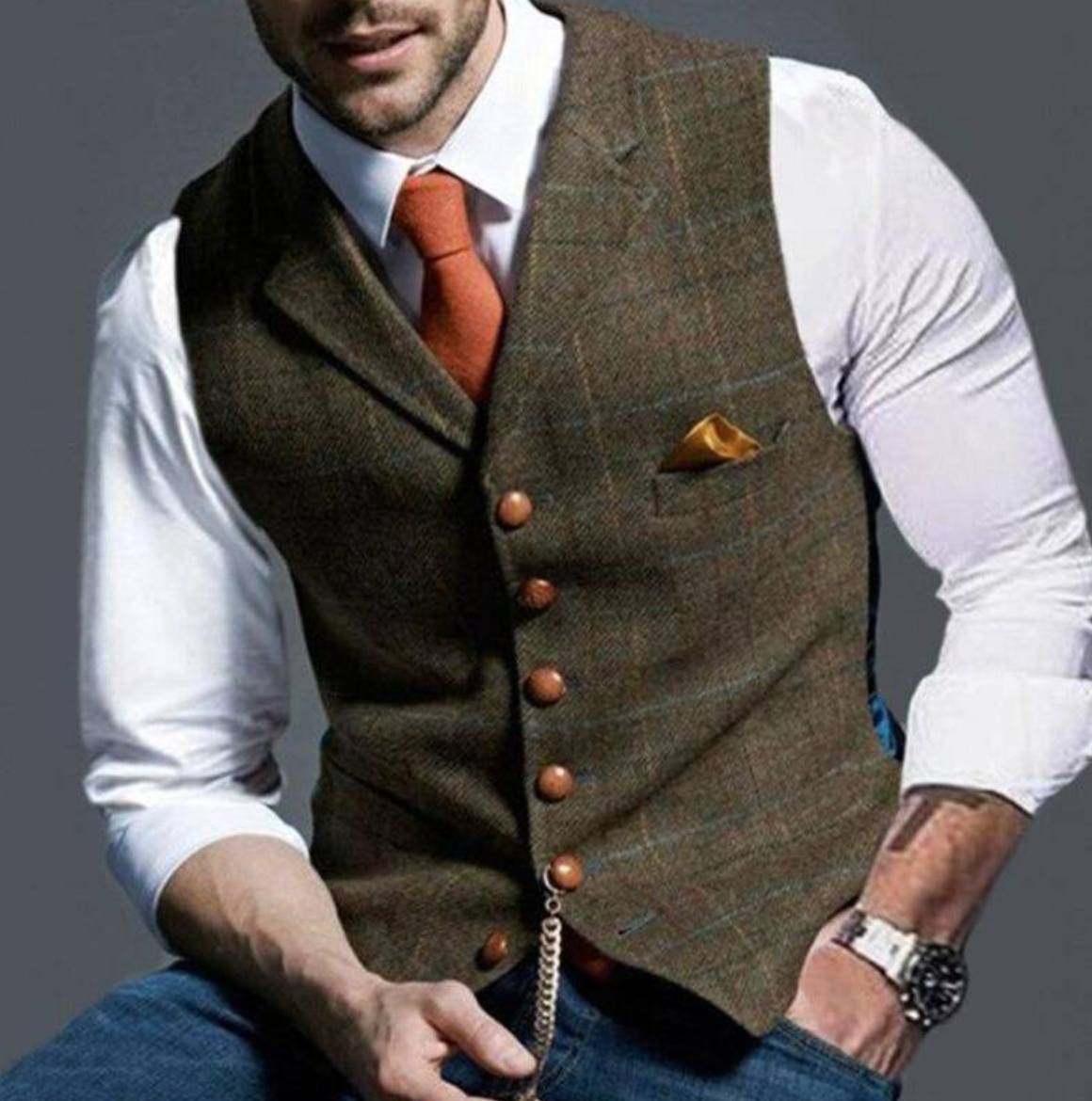 Men's Classic Button Front Suit Vest