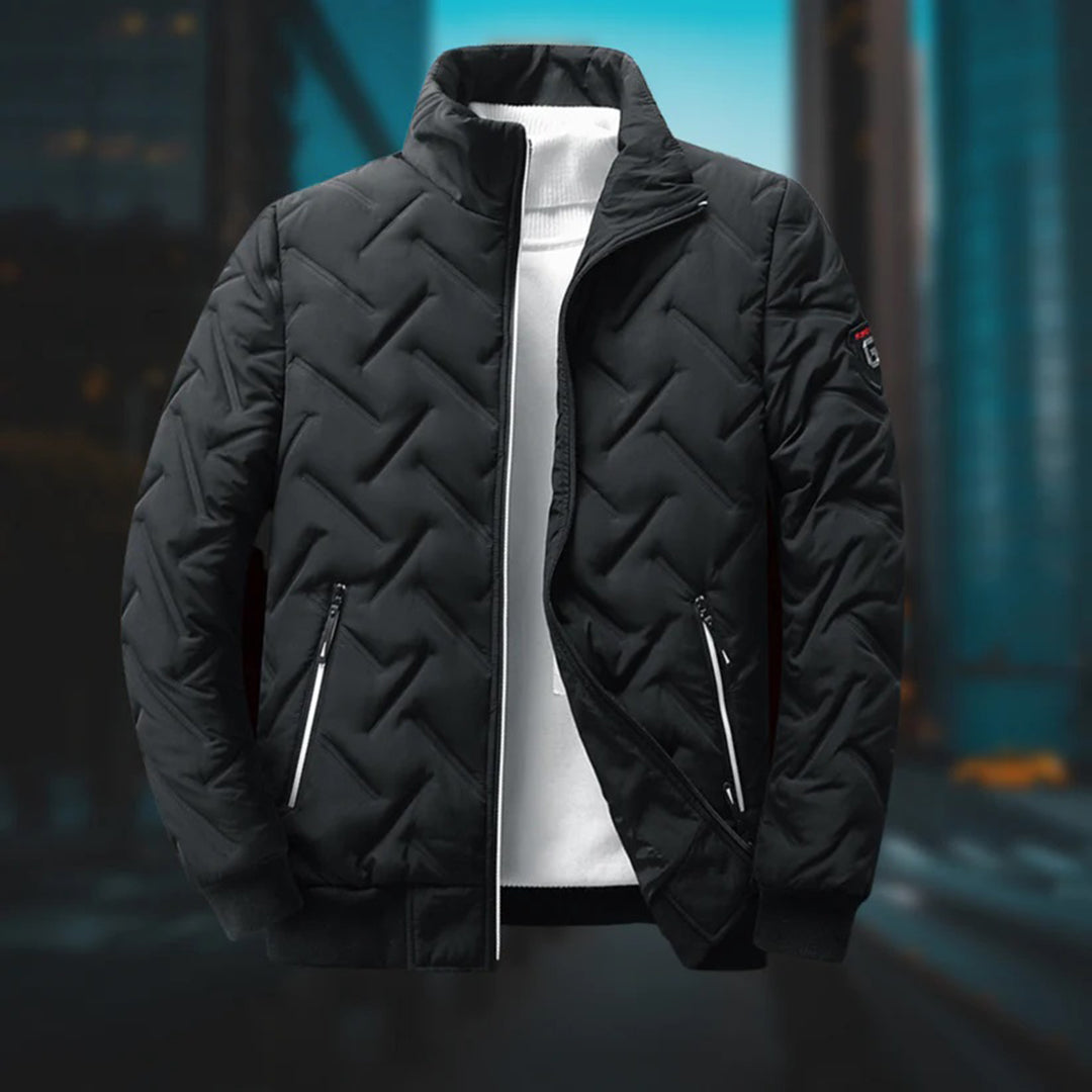 Men's Quilted Puffer Jacket with Stand Collar
