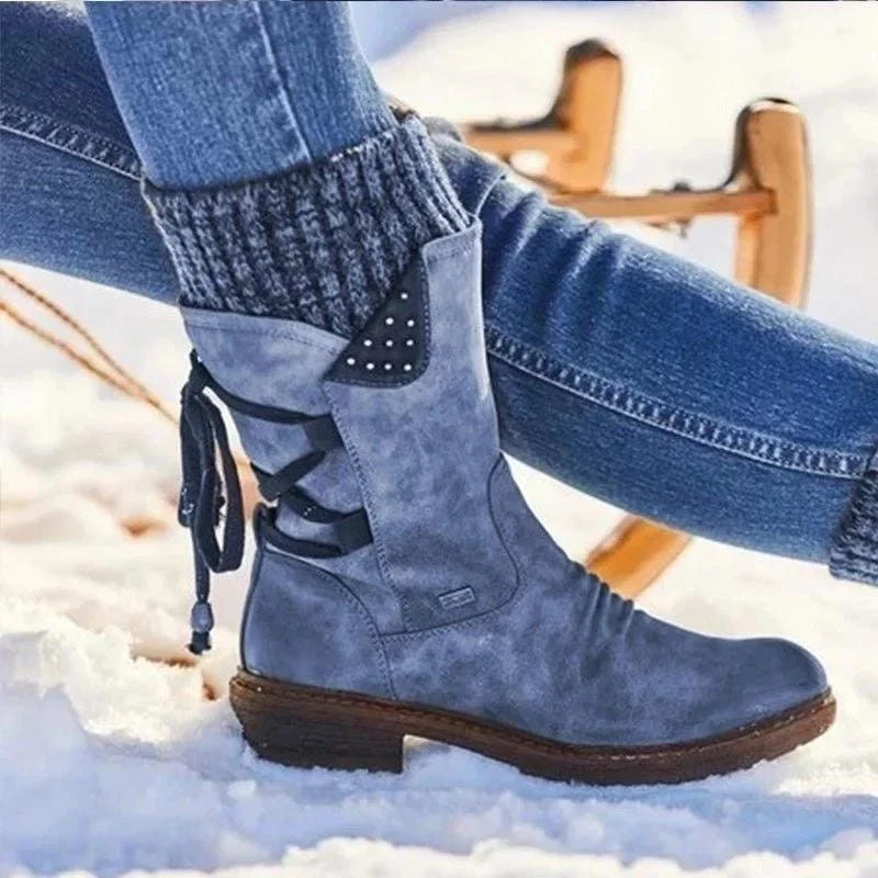 Women's Slouchy Ankle Boots with Side Lacing