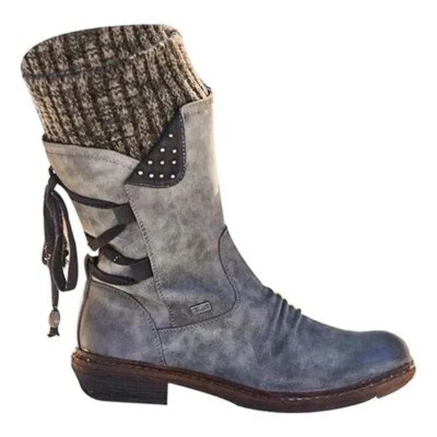 Women's Slouchy Ankle Boots with Side Lacing