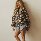 Women's Floral Sherpa-Look Half Zip Pullover